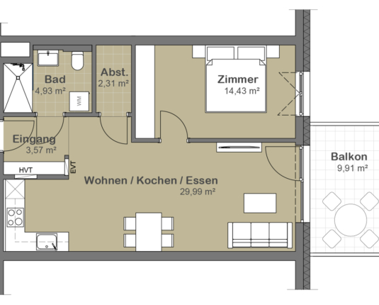 Neubau! 2-Zimmer-Wohnung mit 10 m² Balkon
