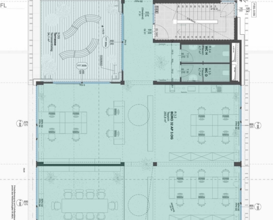 Penthousebüro mit Terrasse