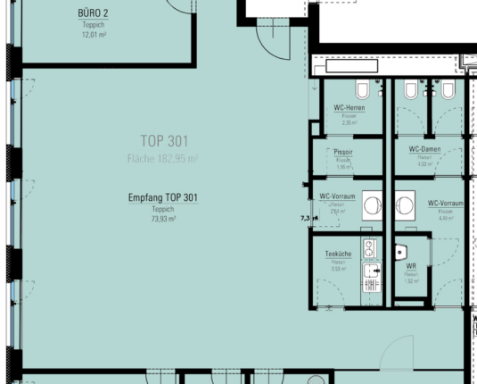 Büro in modernem Gebäude mit ÖGNI-Silberzertifikat