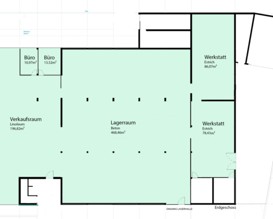 Zentral gelegene Gewerbeliegenschaft mit Halle und Büro-/Showroomflächen