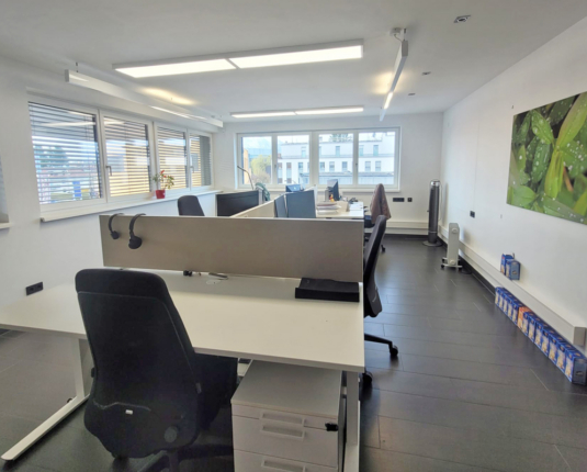 Modern ausgestattetes Büro mit Terrasse