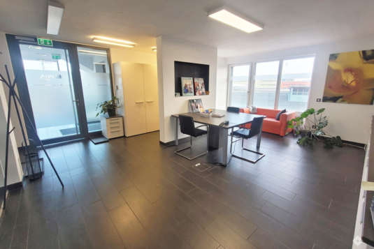 Modern ausgestattetes Büro mit Terrasse