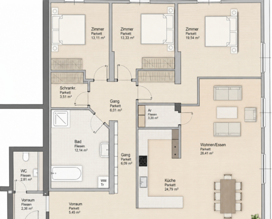 Moderne 3-Zimmer-Wohnung mit viel Licht im Kern von Thalgau