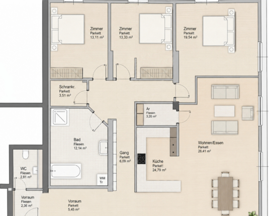 Moderne 3-Zimmer-Wohnung mit viel Licht im Kern von Thalgau
